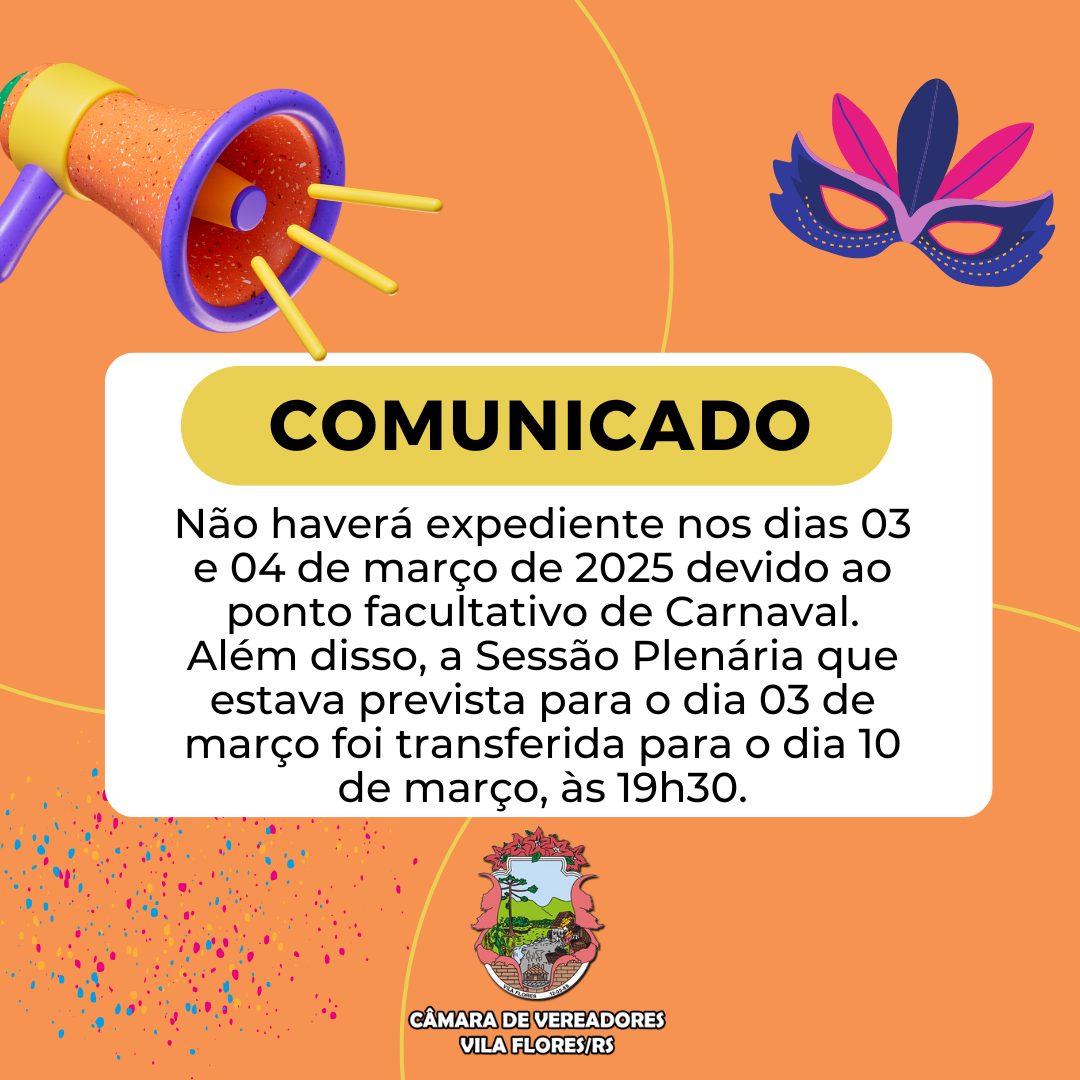 COMUNICADO SOBRE O EXPEDIENTE NO CARNAVAL 