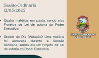 Resumo da Sessão Ordinária, realizada no dia 12/05/2025.